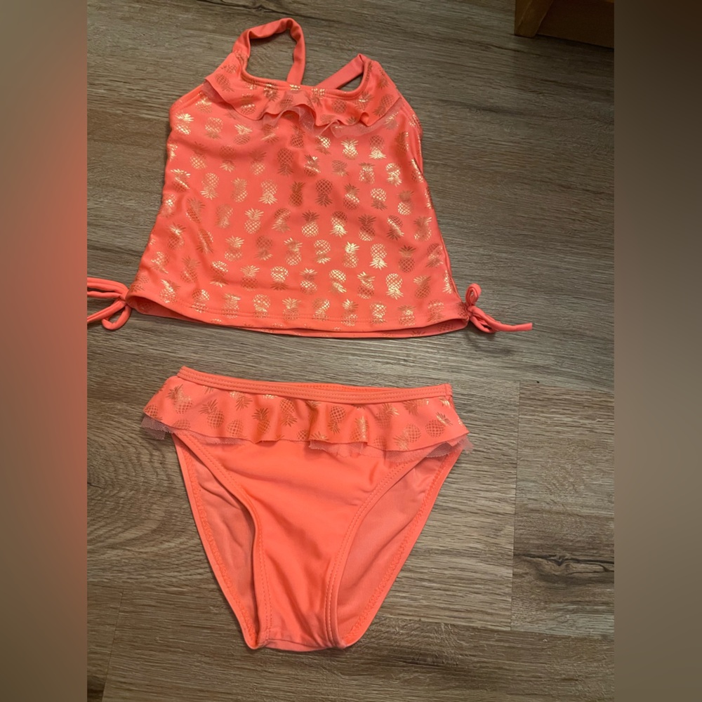 Orange tankini for toddler 24mos